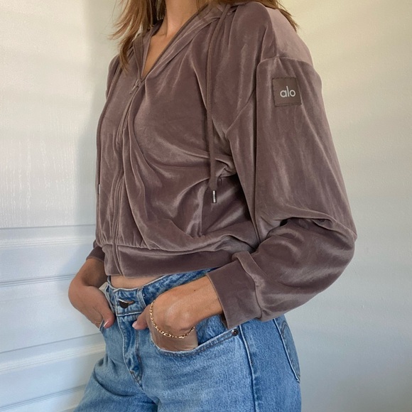 Alo yoga velour glimmer full zip hoodie - Picture 6 of 8